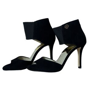 Michael Kors Black Suede Stiletto Heels, Ankle Elastic Stretch, Size 7